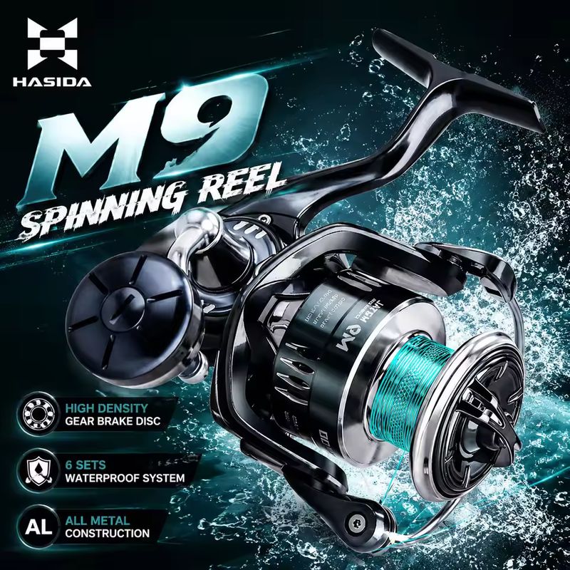 Fishing Boat Steering Wheel - รอกสปินนิ่ง HASIDA M9 โลหะทั้งตัว ทนทานต่อน้ำเค็ม สำหรับตีไกล